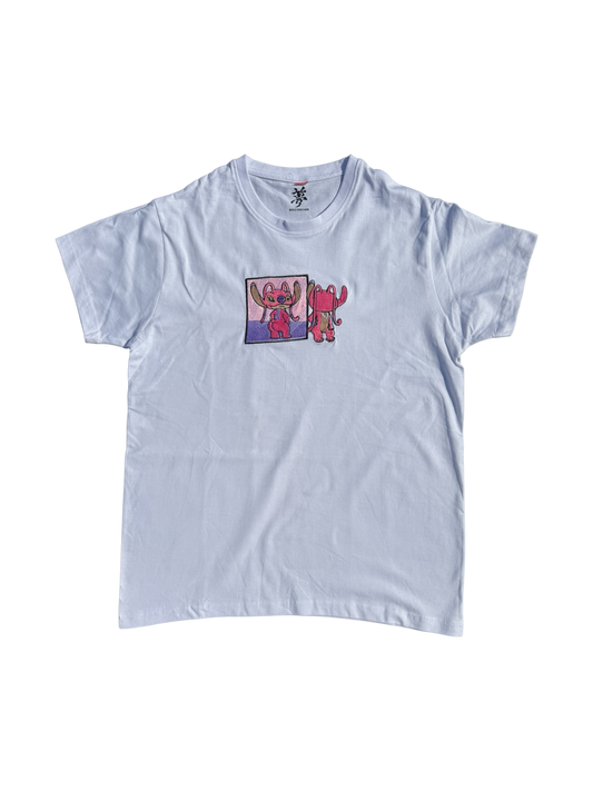 Tee-shirt Blanc unisexe Brodé - Angel