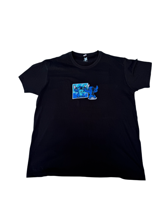 Tee-shirt Noir unisexe Brodé - Stitch
