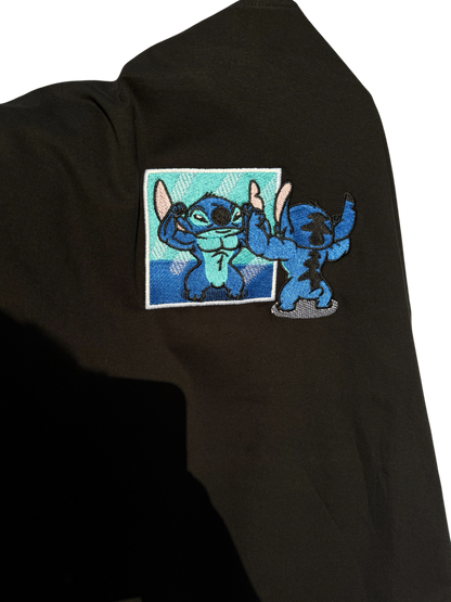 Tee-shirt Noir unisexe Brodé - Stitch